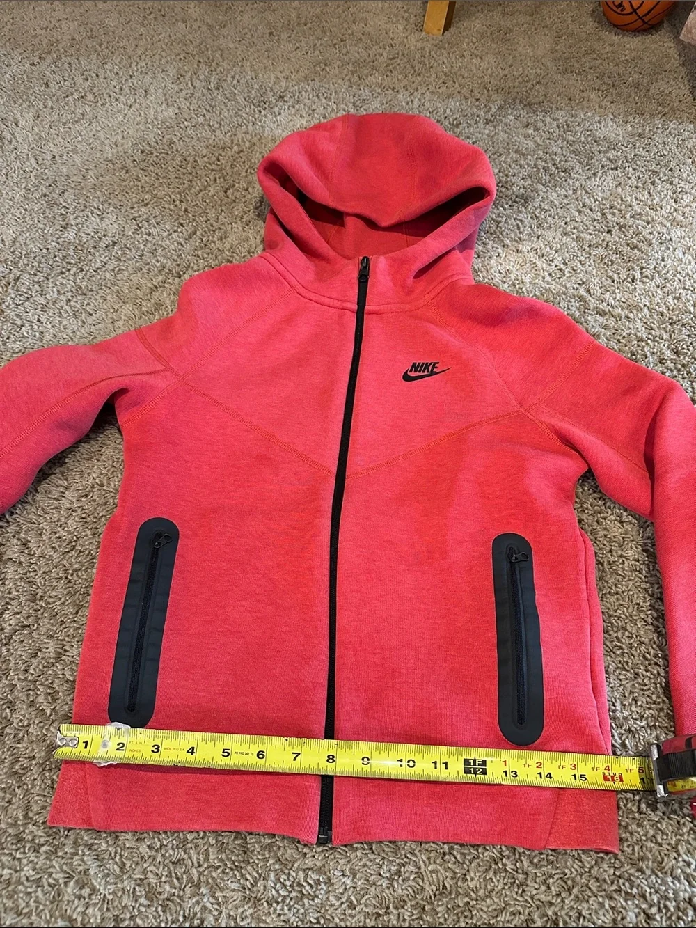 Nike Tech Kids Bright Red Hooded Zip Jacket & Joggers Set - Picture 10 of 16